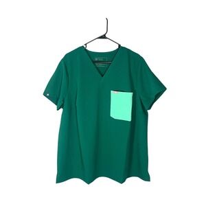 Figs Catarina Contrast OnePocket Scrub Top Surgical 3XL Forest Green PO#4173 NWT